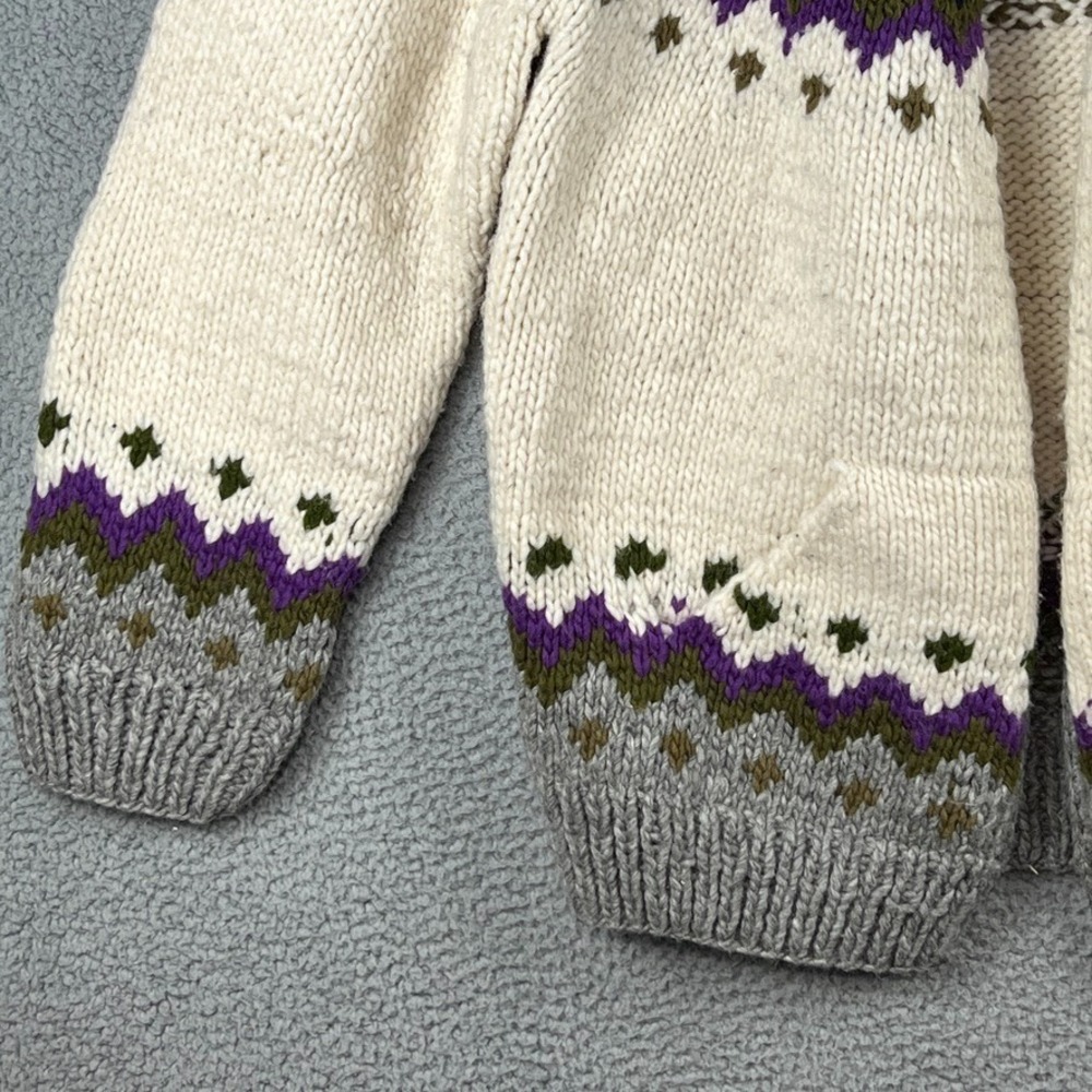 Imbabura Cardigan Cover Sweater Shawl 100% Wool Fair Isle Chunky Knit Womens M - Picture 4 of 11